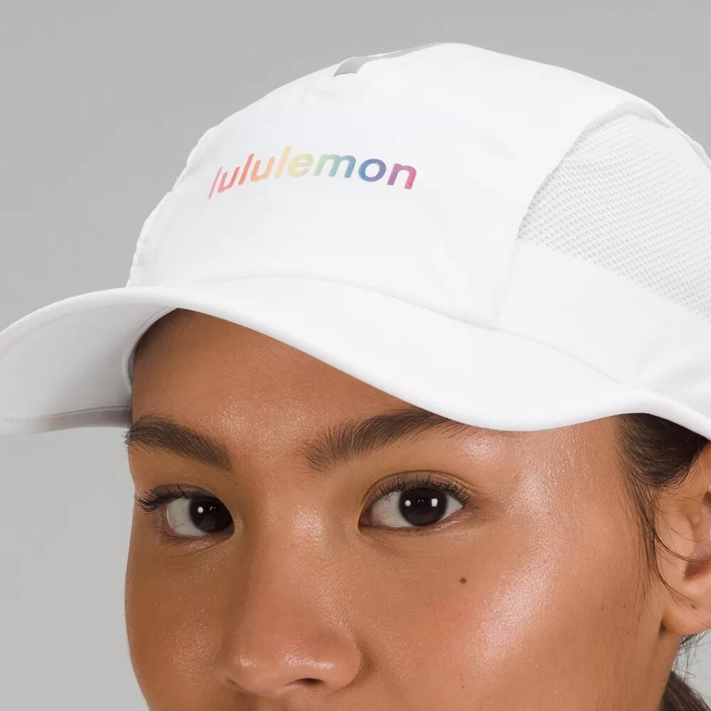 Lululemon Running Hat, White/Rainbow, Cinch-back L/XL